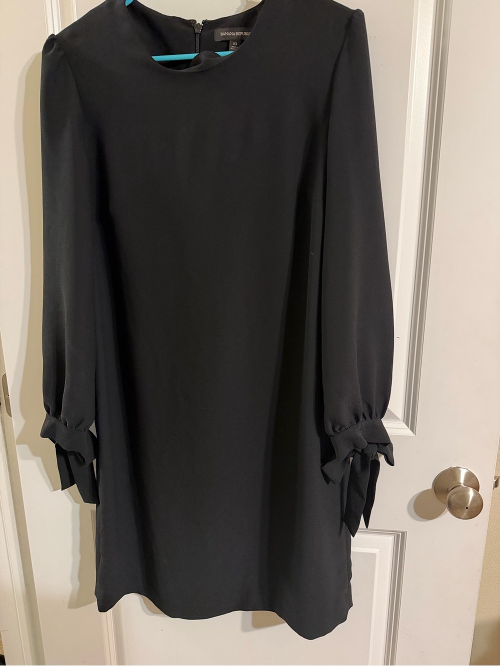 Banana Republic Black Long Sleeve Shift Dress with Tie Cuffs